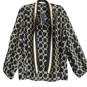 Investments Woman The Bow Blouse Long Sleeve Tie Neck Top